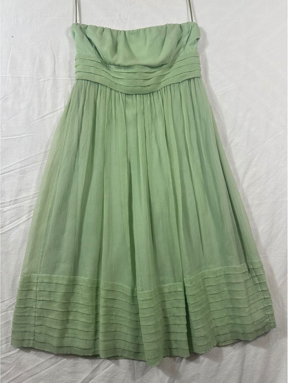 J.Crew mint green silk pleated dress